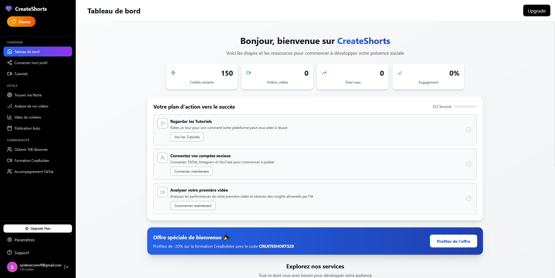 CreateShorts Dashboard